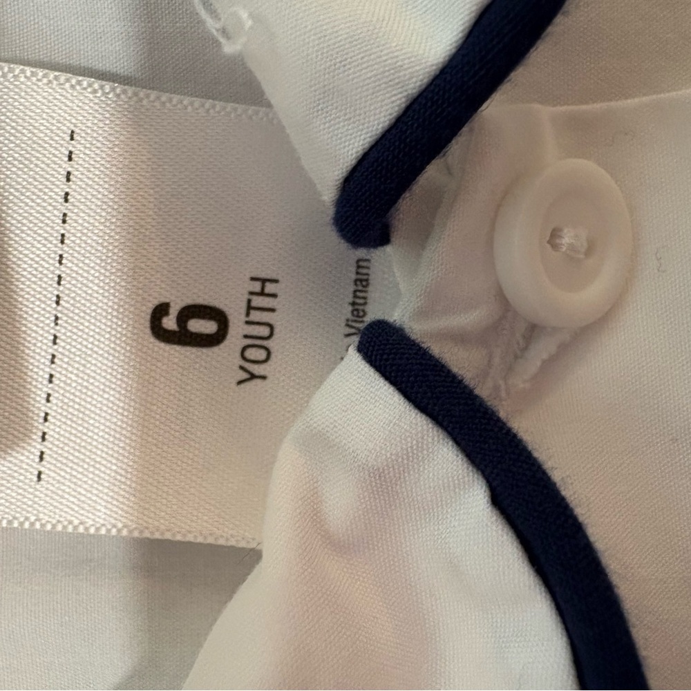 Primrose Schools Classic White Kids Button Up Blouses with Navy Trim - Picture 6 of 11